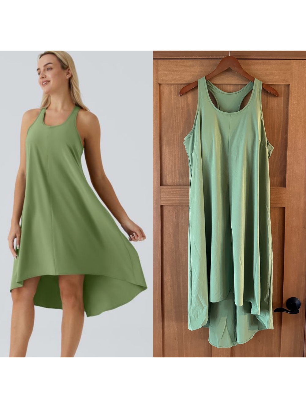 Halara RacerPocket High Low Flowy Midi Dress in Hot Wasabi Green Women’s Large